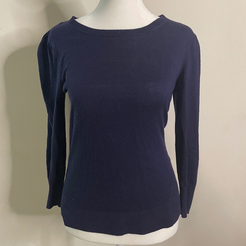 The Loft Navy Blouse with Eyelets